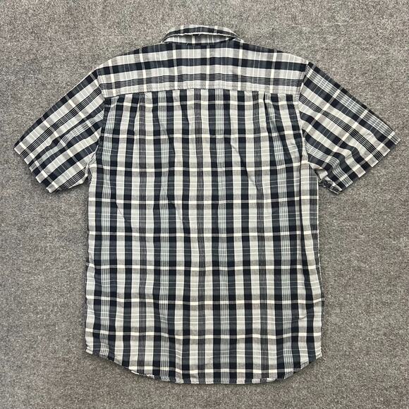 Carhartt Shirt Mens M Gray Navy Plaid Relaxed Workwear Short Sleeve Button Down - Picture 2 of 9